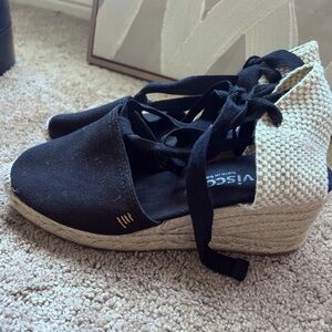 Viscata Black Espadrille Wedges